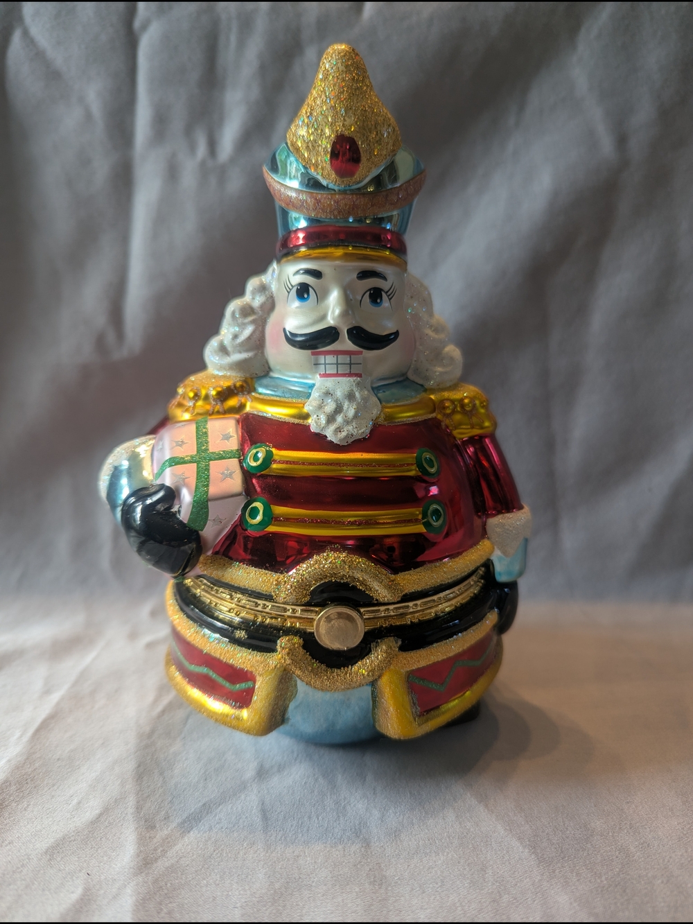 Christopher Radko Glass Nutcracker Hinged Candy Dish